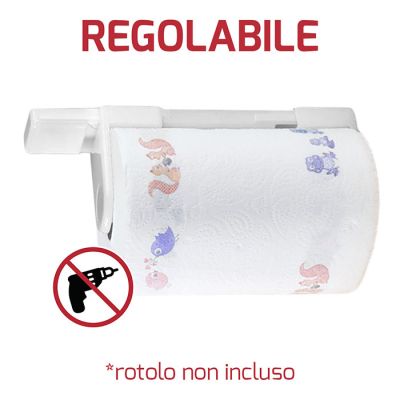 Porta Rotolo da Muro Regolabile Bianco