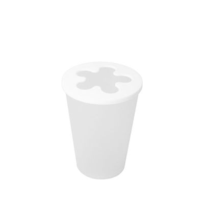 Portaspazzolino Trasparente con Coperchio Bianco