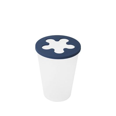 Portaspazzolino Trasparente con Coperchio Blu Avio