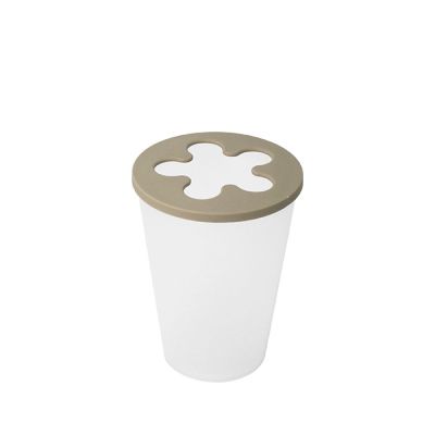 Portaspazzolino Trasparente con Coperchio Beige