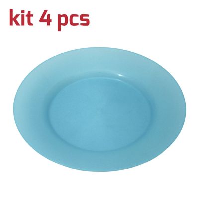 Piatto Classic D24cm Kit 4pcs Azzurro Trasparente