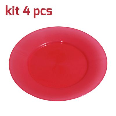 Piatto Classic D24cm Kit 4pcs Rosso Trasparente