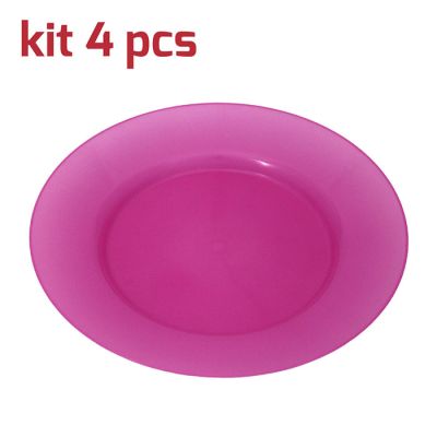 Piatto Classic D24cm Kit 4pcs Fucsia Trasparente