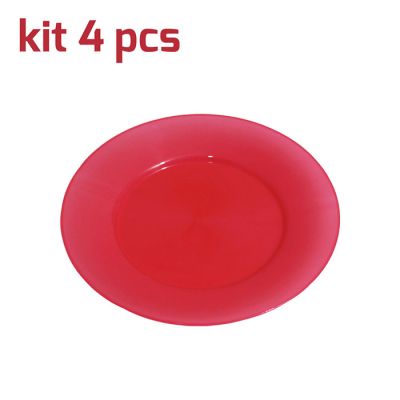 Piatto Classic D19cm Kit 4pcs Rosso Trasparente