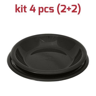 Piatti Elegance Kit 2Piani+2Fondi Nero Caldo