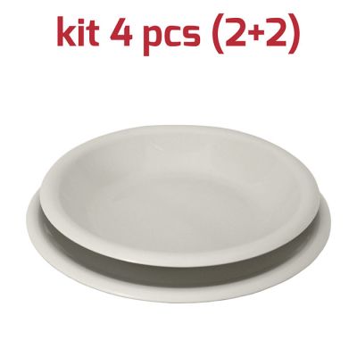 Piatti Elegance Kit 2Piani+2Fondi Bianco Panna