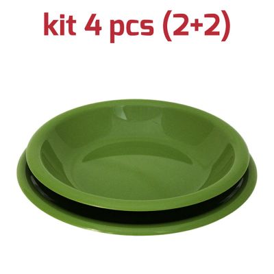 Piatti Elegance Kit 2Piani+2Fondi Verde Oliva