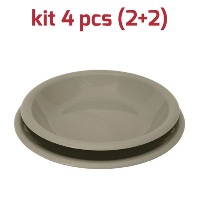 Piatti Elegance Kit 2Piani+2Fondi Grigio Caldo