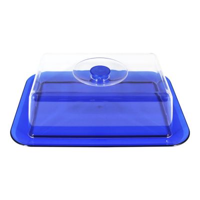 Vassoio Rettangolare con campana Azzurro Trasp.