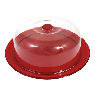 Vassoio Tondo D32cm con campana Rosso Trasparente