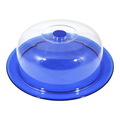 Vassoio Tondo D32cm con campana Azzurro Trasp.