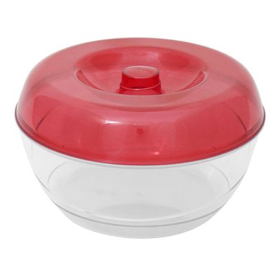 Biscottiera D24cm Base Trasp. Cop. Rosso Trasp.