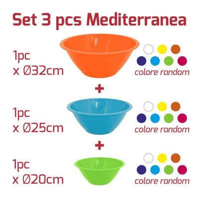 Set 3 Ins. Mediterranea D32/25/20cm Col.Mix Random