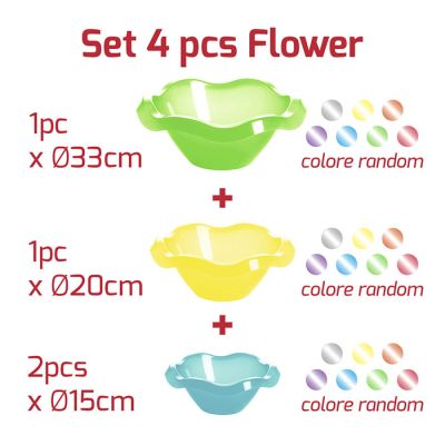 Set 4 Ins.Flower D33/20/15cm Col.Trasp. Mix Random