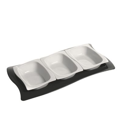Set Infinity Vassoio Nero con Vaschette Bianche