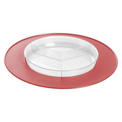 Set Antipasto 2pz Piatto Rosso Trasp + Antip.Trasp