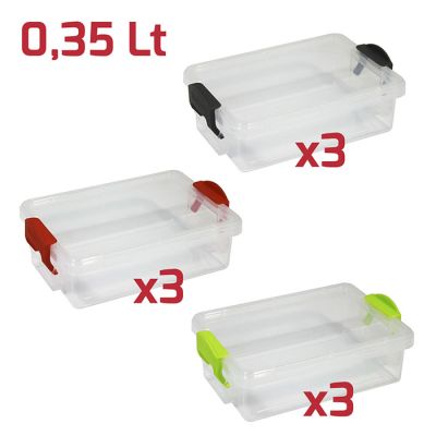 Klic Box Rett. Basso Trasparente Maniglie Colorate