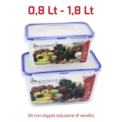 Kit 2 Pezzi Hermetic Rettangolare Alto Blu