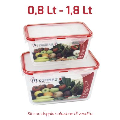 Kit 2 Pezzi Hermetic Rettangolare Alto Rosso