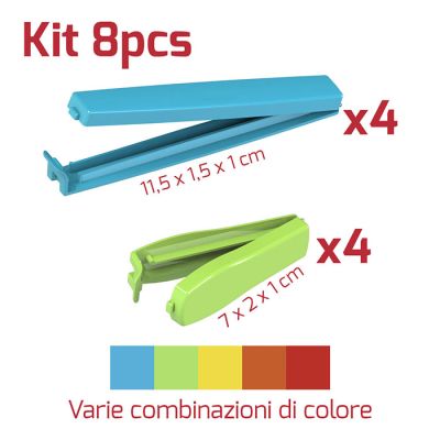 Clips Sacchetti Alimenti Kit 4+4pz Col. Assortiti