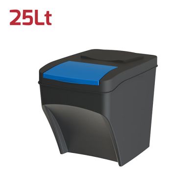 Pattumiera 25Lt Antracite con Battola Azzurra