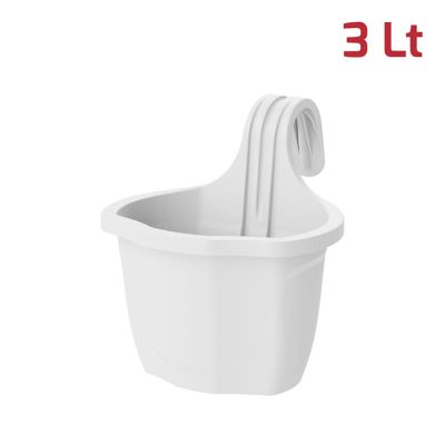 Vaso per Ringhiera Flora con Gancio 3L Bianco