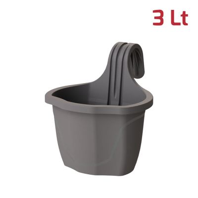 Vaso per Ringhiera Flora con Gancio 3L Grigio