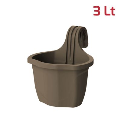 Vaso per Ringhiera Flora con Gancio 3L Marrone