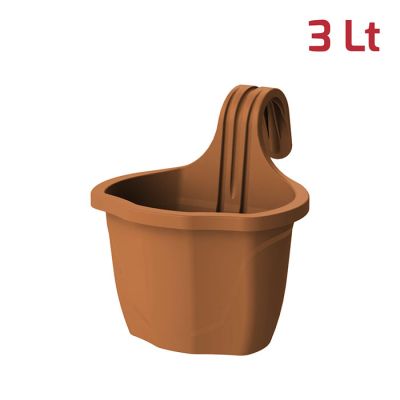 Vaso per Ringhiera Flora con Gancio 3L Terracotta