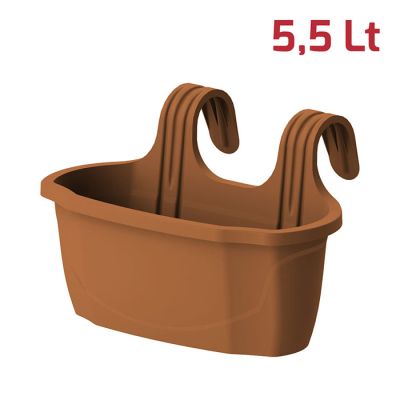 Vaso Ringhiera Flora con 2 Ganci 5,5L Terracotta