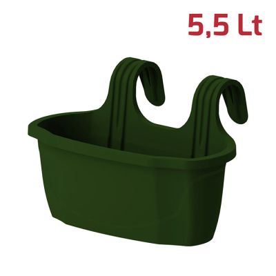 Vaso Ringhiera Flora con 2 Ganci 5,5L Verde