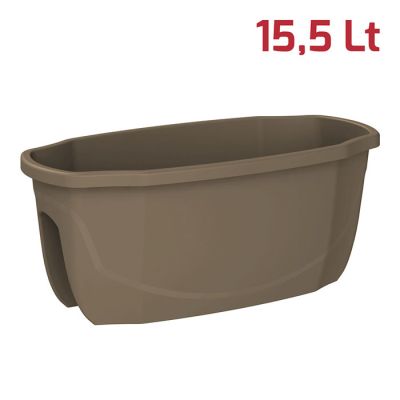 Vaso Ringhiera Rett. Flora 58x29x24cm Marrone