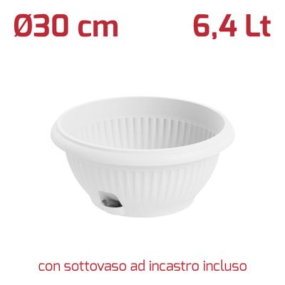 Vaso Gaia Appendibile + sottovaso D30cm Bianco