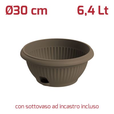 Vaso Gaia Appendibile + sottovaso D30cm Marrone