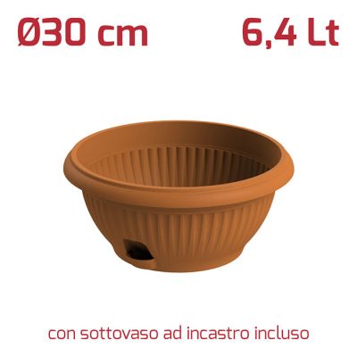Vaso Gaia Appendibile + sottovaso D30cm Terracotta