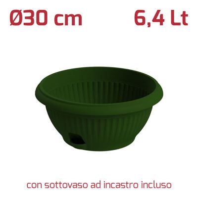 Vaso Gaia Appendibile + sottovaso D30cm Verde
