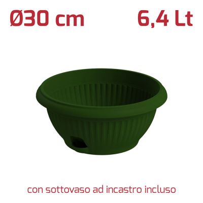Vaso Gaia Appendibile + sottovaso D30cm Verde