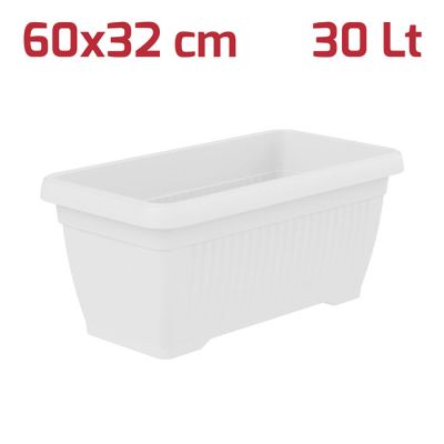 Vaso Rettangolare Gaia 60x32cm Bianco