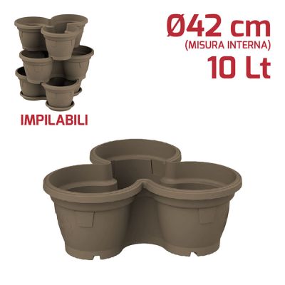 Vaso Trio D30cm Marrone