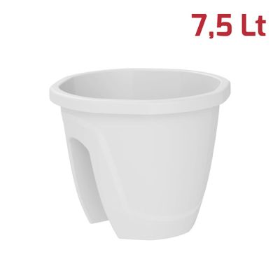 Vaso per Ringhiera Tondo Flora D30cm Bianco