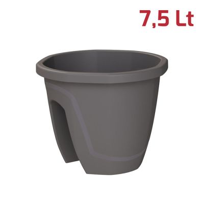 Vaso per Ringhiera Tondo Flora D30cm Grigio