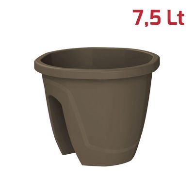 Vaso per Ringhiera Tondo Flora D30cm Marrone
