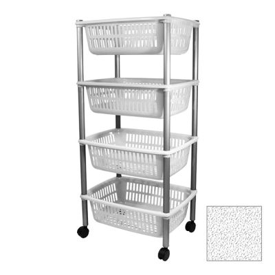 Carrello 4 Ripiani Bianco Marmo