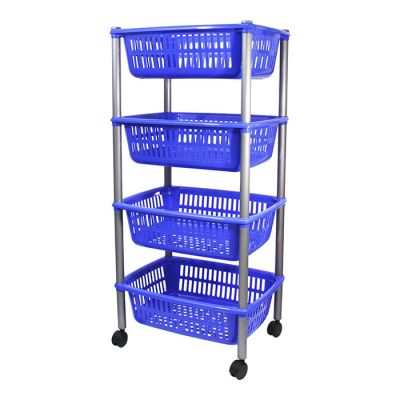 Carrello 4 Ripiani Blu Brillante