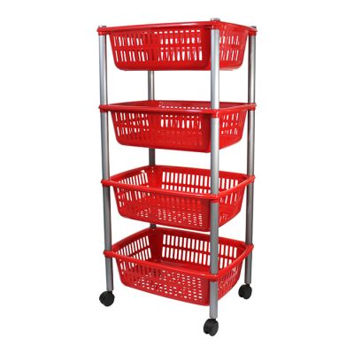 Carrello 4 Ripiani Rosso Brillante