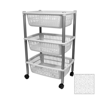 Carrello 3 Ripiani Bianco Marmo