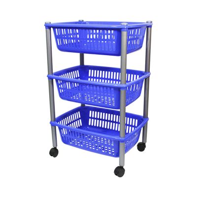 Carrello 3 Ripiani Blu Brillante