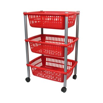Carrello 3 Ripiani Rosso Brillante