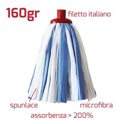 Mop Lavapavimenti in Microfibra Bianco e Blu