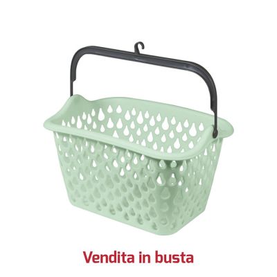 Cestino Portamollette Verde Salvia con Manico